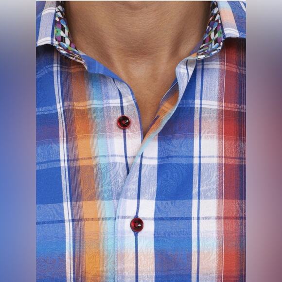 Robert Graham Alaska woven check print Casual Button Down Shirt XXL - Picture 3 of 15